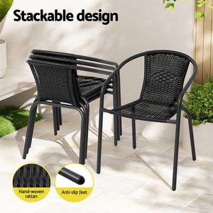 Gardeon Outdoor Dining Set 5 Piece Steel Stackable Chairs