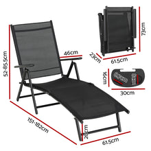 Load image into Gallery viewer, Gardeon Patio Folding Sun Lounger Aluminium Black
