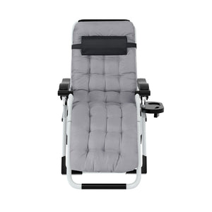 Gardeon Sun Lounger Zero Gravity Chair Outdoor Grey