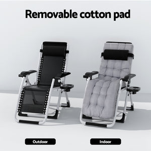 Gardeon Sun Lounger Zero Gravity Chair Outdoor Grey