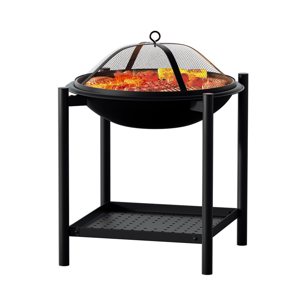 Grillz Fire Pit BBQ Grill 2-in-1 Black