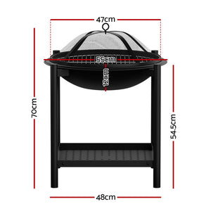 Grillz Fire Pit BBQ Grill 2-in-1 Black