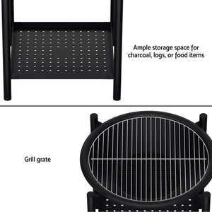 Grillz Fire Pit BBQ Grill 2-in-1 Black
