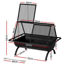 Load image into Gallery viewer, Grillz Fire Pit BBQ Grill Outdoor Fireplace Steel
