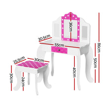Load image into Gallery viewer, Keezi Kids Dressing Makeup Vanity Table Wooden 3 Mirror Pink
