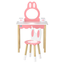 Load image into Gallery viewer, Keezi Kids Dressing Makeup Vanity Table Wooden Bunny Pink
