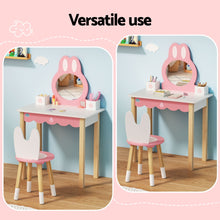 Load image into Gallery viewer, Keezi Kids Dressing Makeup Vanity Table Wooden Bunny Pink
