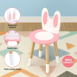 Keezi Kids Dressing Makeup Vanity Table Wooden Bunny Pink