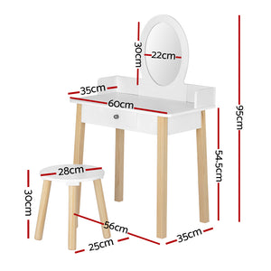 Keezi Kids Dressing Makeup Vanity Table Wooden White