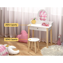 Load image into Gallery viewer, Keezi Kids Dressing Makeup Vanity Table Wooden White
