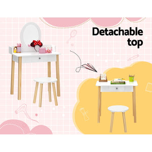 Keezi Kids Dressing Makeup Vanity Table Wooden White
