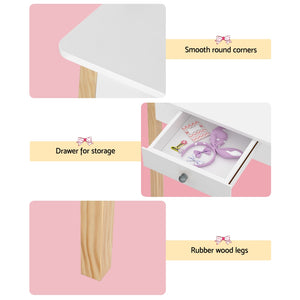 Keezi Kids Dressing Makeup Vanity Table Wooden White