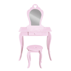 Keezi Kids Dressing Makeup Vanity Table Wooden Mirror Princess Pink