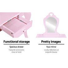 Load image into Gallery viewer, Keezi Kids Dressing Makeup Vanity Table Wooden Mirror Princess Pink
