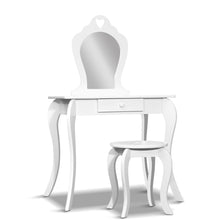 Load image into Gallery viewer, Keezi Kids Dressing Makeup Vanity Table Wooden Mirror Princess White
