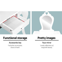 Load image into Gallery viewer, Keezi Kids Dressing Makeup Vanity Table Wooden Mirror Princess White
