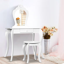 Load image into Gallery viewer, Keezi Kids Dressing Makeup Vanity Table Wooden Mirror Princess White
