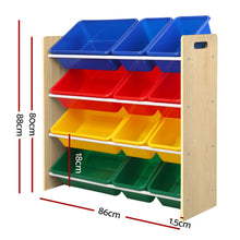 Load image into Gallery viewer, Keezi Kids Toy Box 12 Bins Bookshelf Organiser Rack Wood
