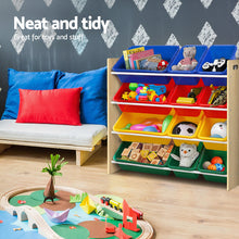 Load image into Gallery viewer, Keezi Kids Toy Box 12 Bins Bookshelf Organiser Rack Wood
