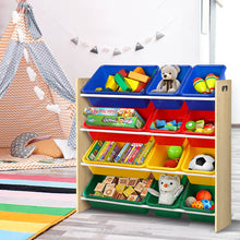 Load image into Gallery viewer, Keezi Kids Toy Box 12 Bins Bookshelf Organiser Rack Wood
