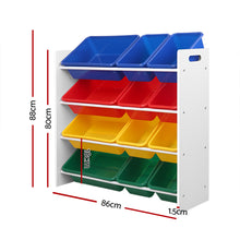 Load image into Gallery viewer, Keezi Kids Toy Box 12 Bins Bookshelf Organiser Rack White
