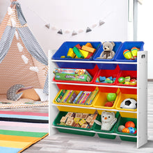 Load image into Gallery viewer, Keezi Kids Toy Box 12 Bins Bookshelf Organiser Rack White

