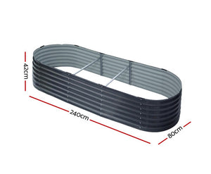 Greenfingers Oval Raised Garden Bed Galvanised Steel 240Cm