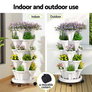 Green Fingers Garden Bed 5 Tier Vertical Garden White