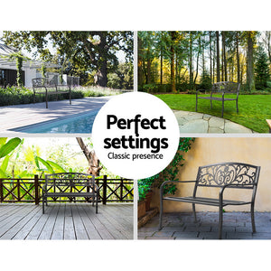 Gardeon Outdoor Garden Bench Seat Steel Classic Vintage Black