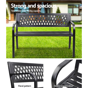 Gardeon Outdoor Garden Bench Seat Steel Black
