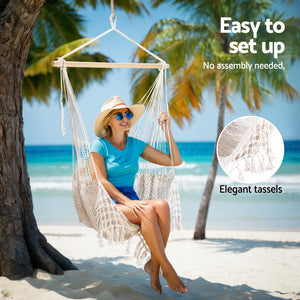 Gardeon Cream Mesh Hammock Swing Chair