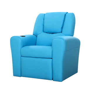 Keezi Kids Recliner Chair PU Leather Armchair Sofa Blue