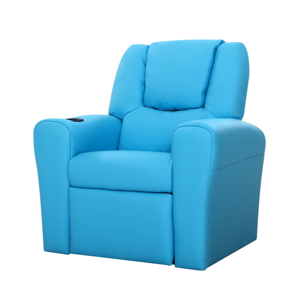 Keezi Kids Recliner Chair PU Leather Armchair Sofa Blue