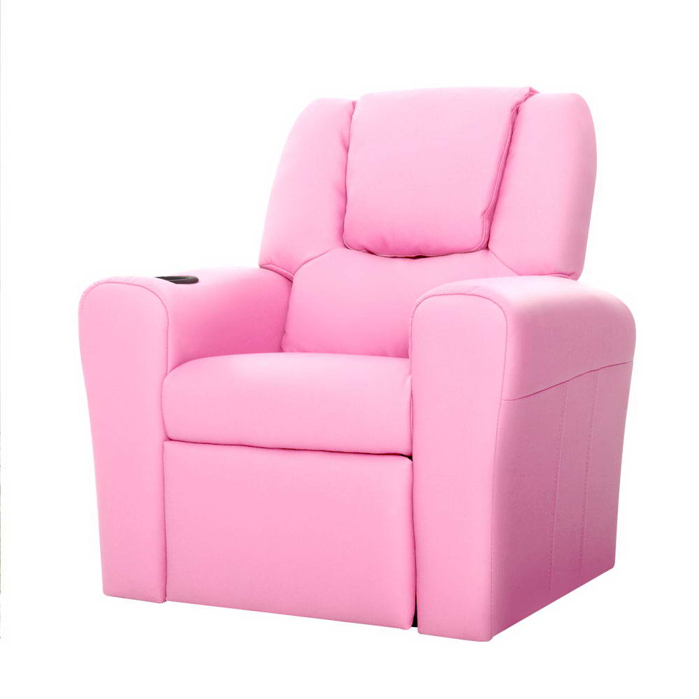 Keezi Kids Recliner Chair PU Leather Armchair Sofa Pink