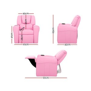 Keezi Kids Recliner Chair PU Leather Armchair Sofa Pink