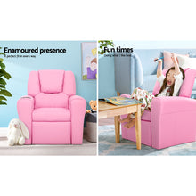 Load image into Gallery viewer, Keezi Kids Recliner Chair PU Leather Armchair Sofa Pink
