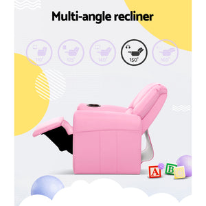 Keezi Kids Recliner Chair PU Leather Armchair Sofa Pink