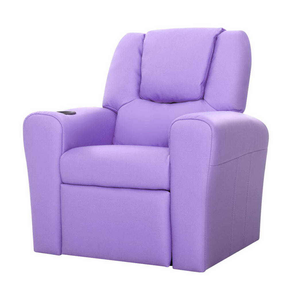 Keezi Kids Recliner Chair PU Leather Armchair Sofa Purple