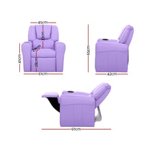 Load image into Gallery viewer, Keezi Kids Recliner Chair PU Leather Armchair Sofa Purple
