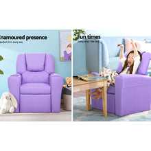 Load image into Gallery viewer, Keezi Kids Recliner Chair PU Leather Armchair Sofa Purple
