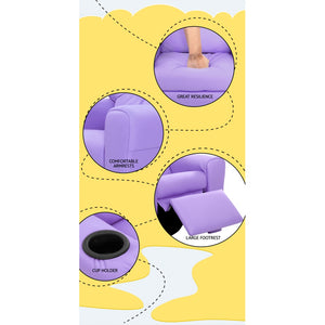 Keezi Kids Recliner Chair PU Leather Armchair Sofa Purple