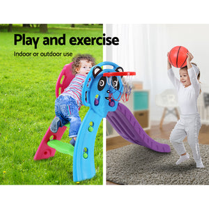 Kids Outdoor Panda Slide Set 100cm Blue & Purple