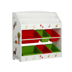 Keezi Kids Toy Box 6 Bin 3 Tier Bookshelf Organiser Rack White