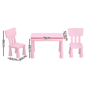 Keezi Kids Pink Plastic Table & Chairs Set