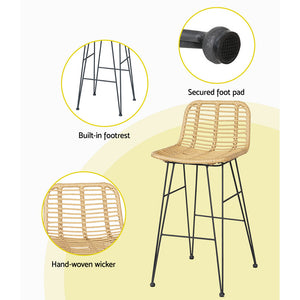 Gardeon 3-Piece Outdoor Wicker Bar Set