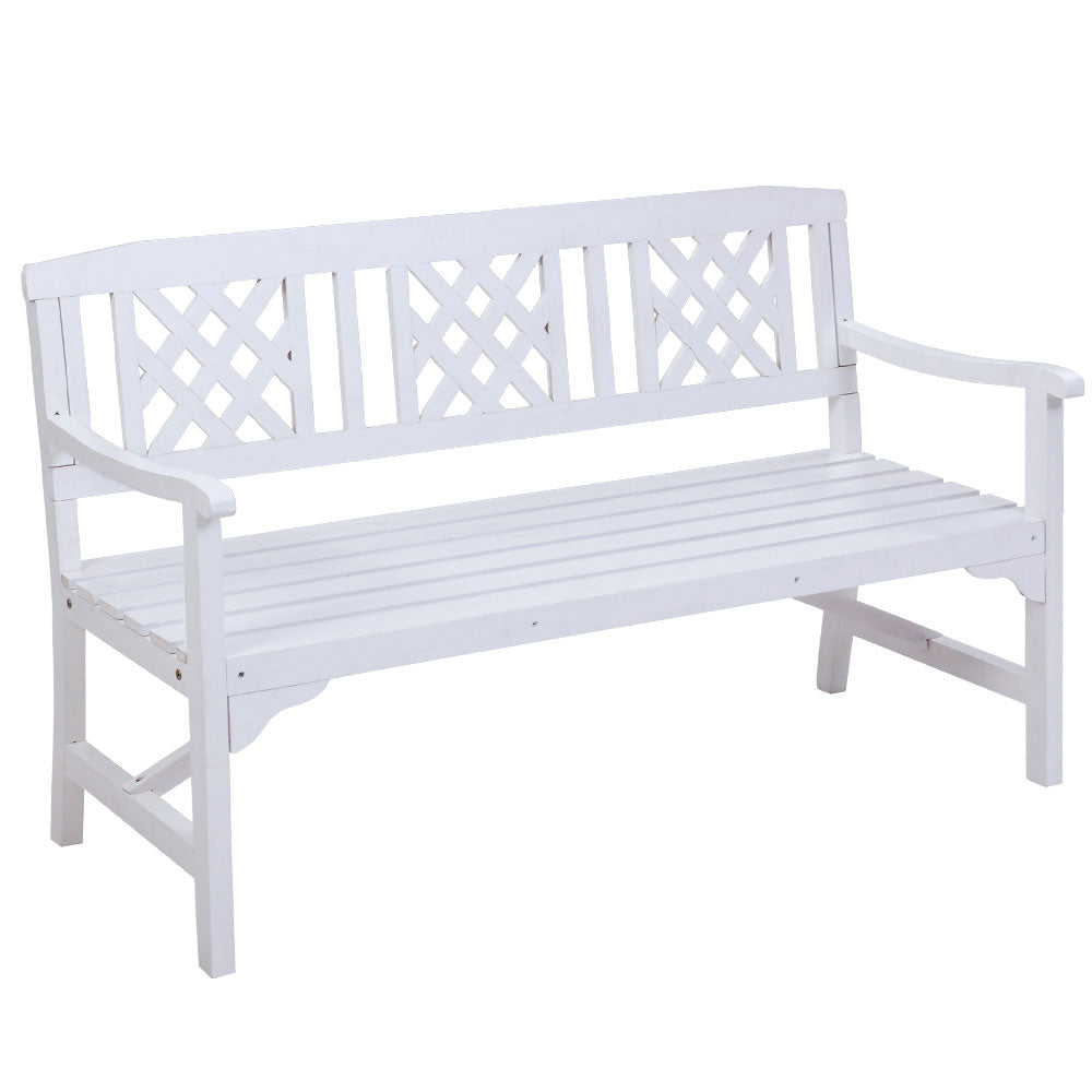 Gardeon Outdoor Garden Bench Lattice Wooden White