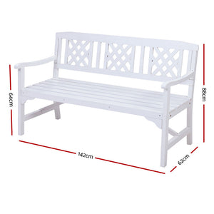Gardeon Outdoor Garden Bench Lattice Wooden White
