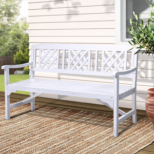 Gardeon Outdoor Garden Bench Lattice Wooden White