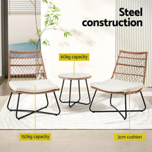 Load image into Gallery viewer, Gardeon 3PC Outdoor Bistro Wicker Setting Brown
