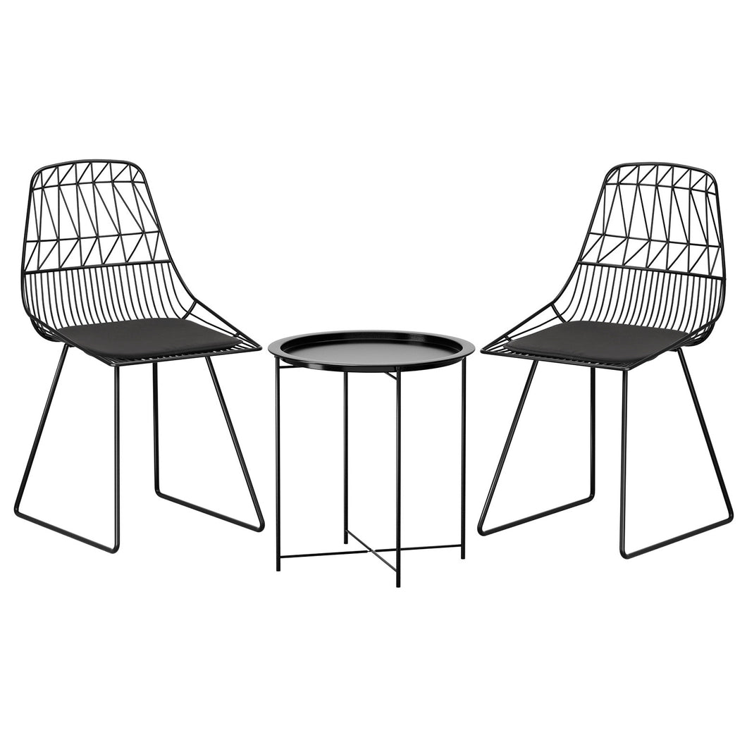 Gardeon 3PC Outdoor Patio Bistro Set Black